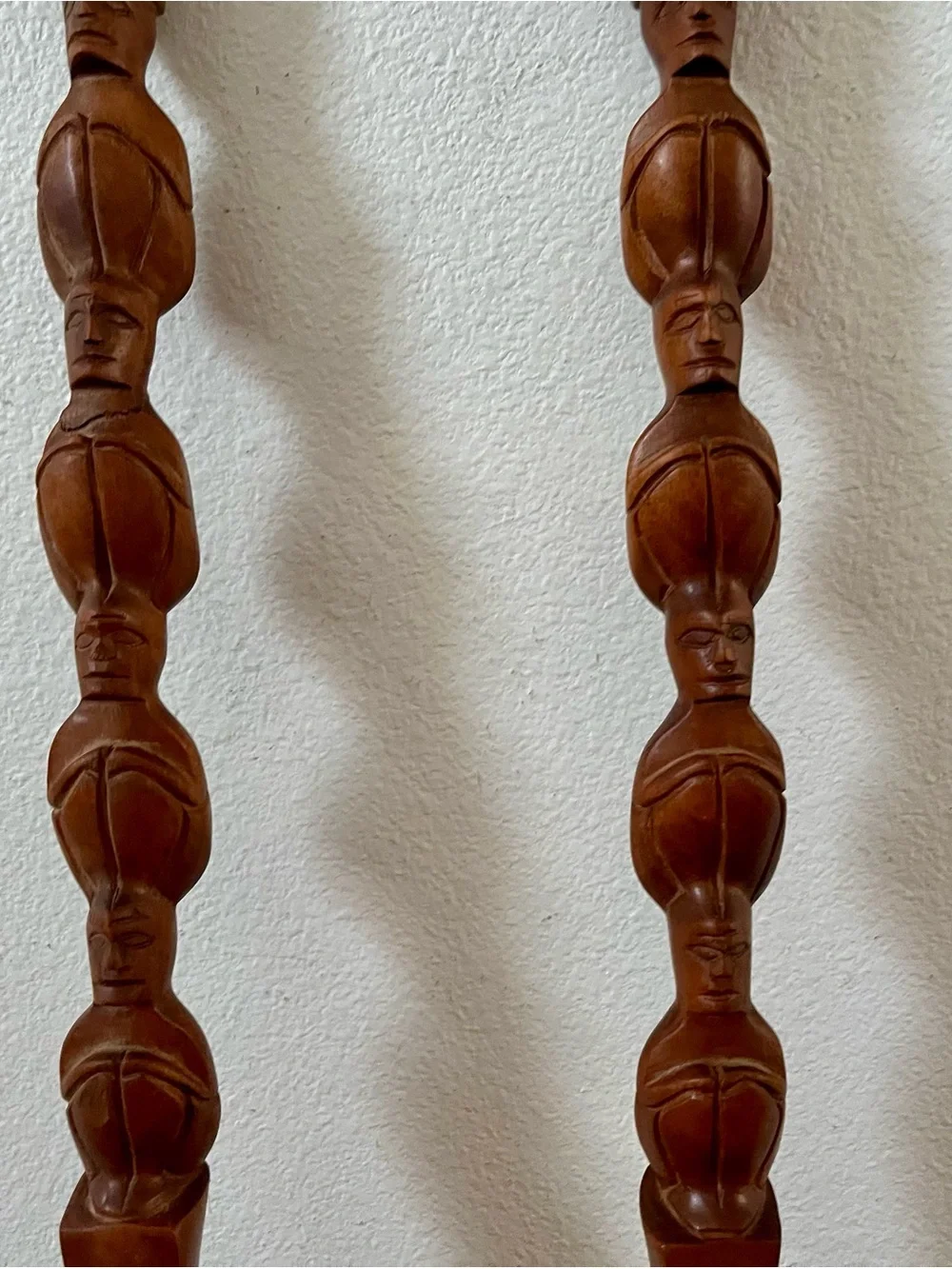 vintage hand carved wooden  Spoon And Fork Handles With Stacked Human Figures 31
